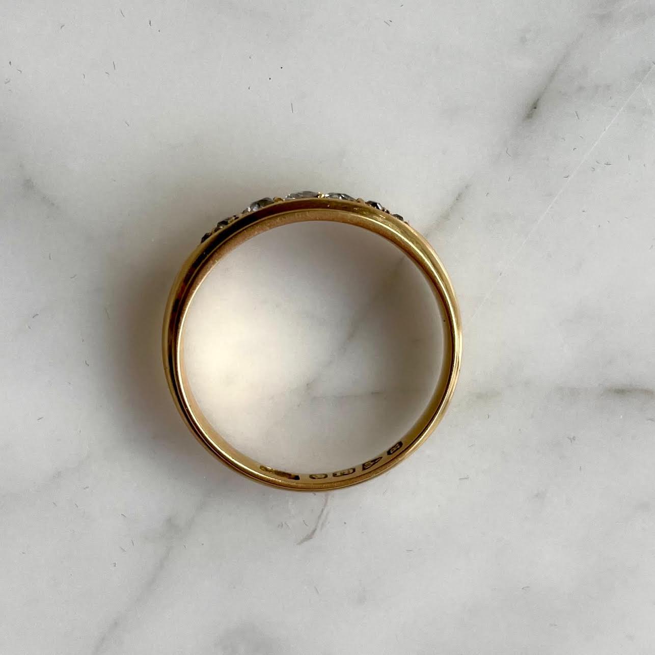 Late Victorian 18k Gold Ring with 7 European Old Cut Diamonds (0.3ct) Chester 1900