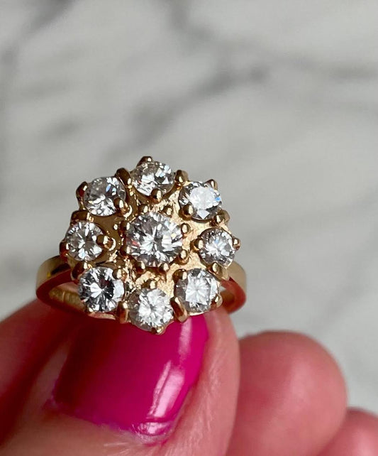 18ct Gold and 1ct Diamond 1960's Cocktail Ring