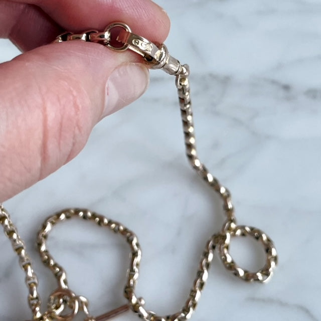 Antique 9k / 9ct Gold T-Bar Watch Chain Necklace