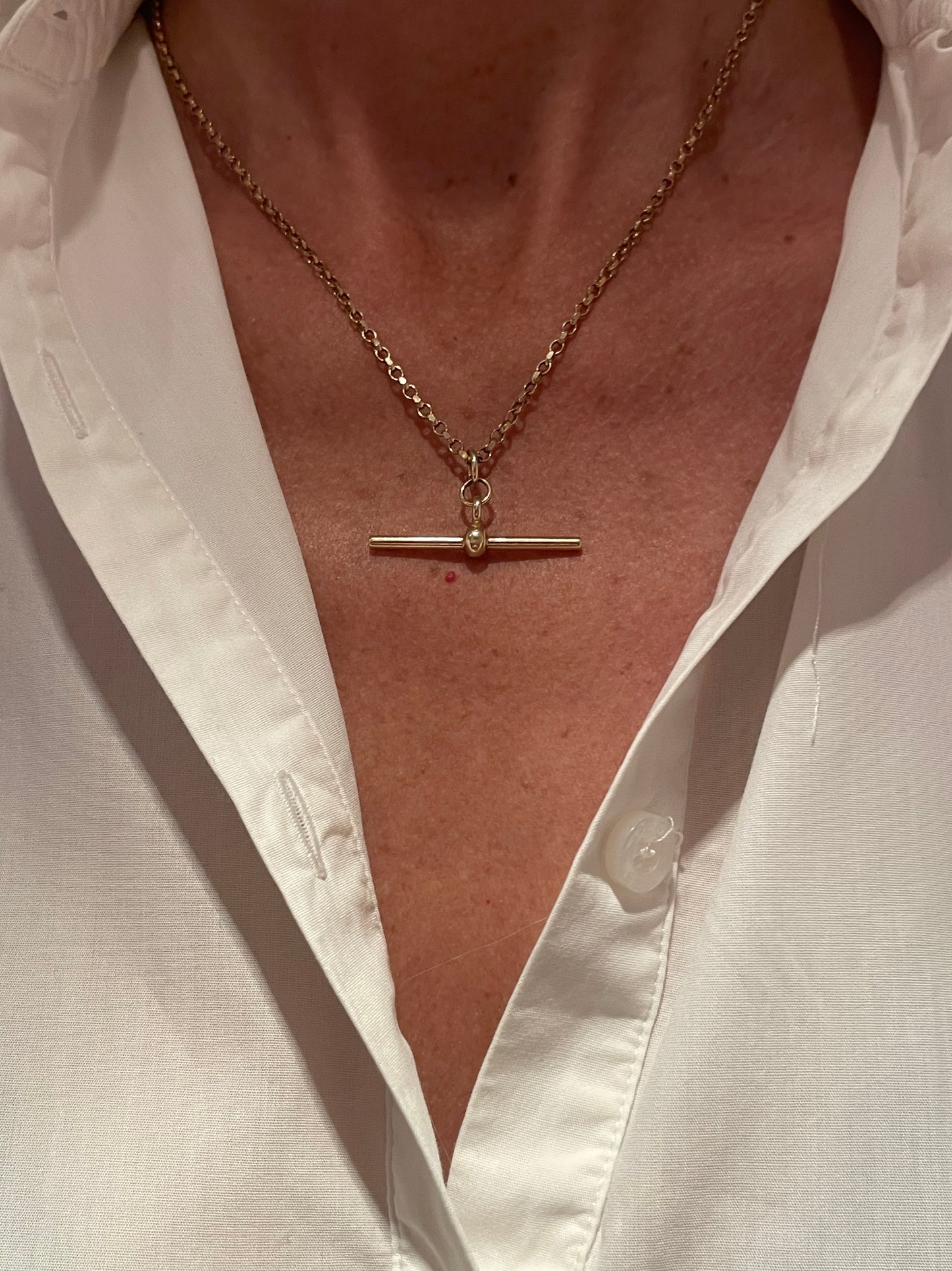 Sophia 9k Gold Belcher Albert Chain T-bar Necklace / Watch Chain