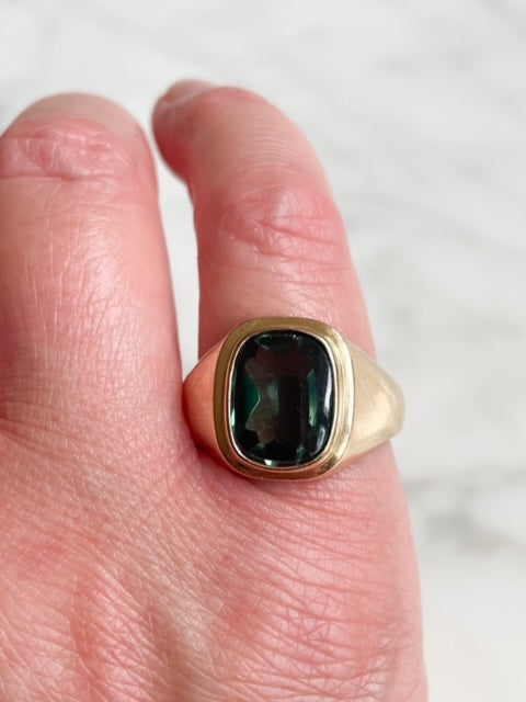 Vintage 1960’s 18k Yellow Gold and Tourmaline Ring UK Size V USA Size 10 3/4 18ct