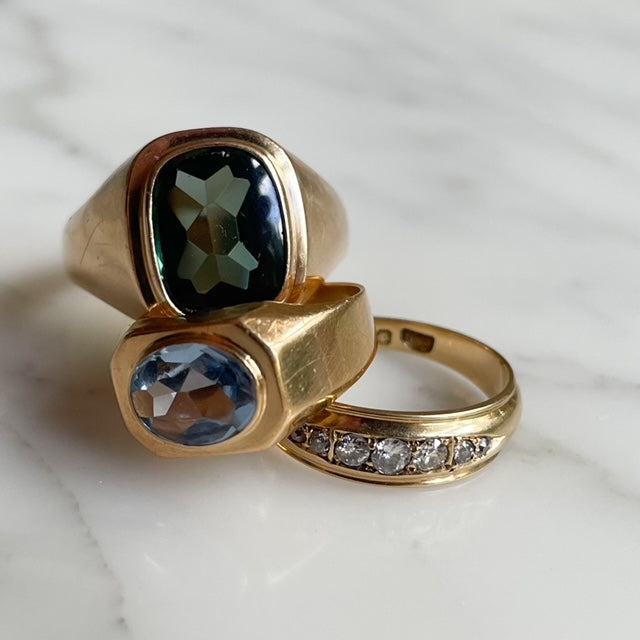 Vintage 1960’s 18k Yellow Gold and Tourmaline Ring UK Size V USA Size 10 3/4 18ct
