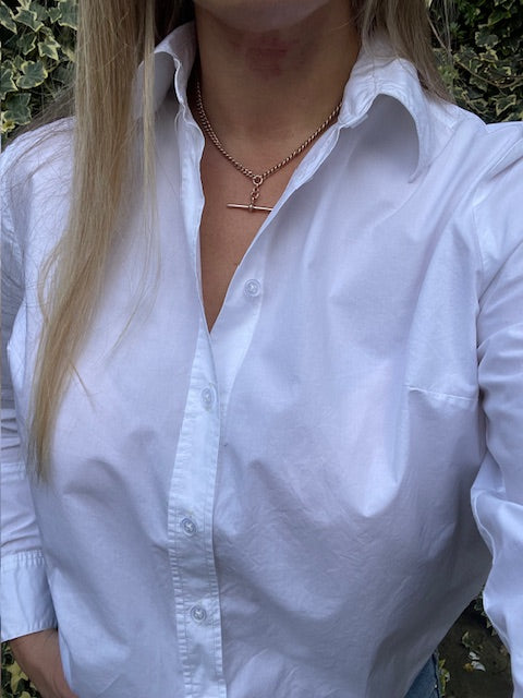 9k Gold Albert Chain with T-Bar Antique Victorian Watch Chain Necklace