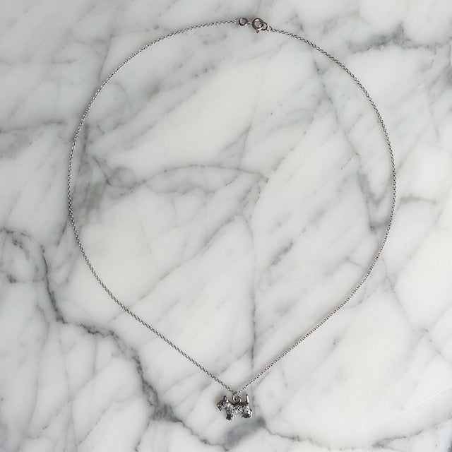 Platinum, Diamond & Ruby Scottish / West Highland Terrier Dog Pendant on a 18k White Gold Chain Necklace
