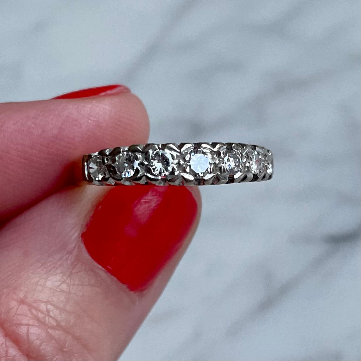 Elegant 18k Gold and Diamond Half Eternity Band (.33 ct) - Size O 1/2 Stacking Ring