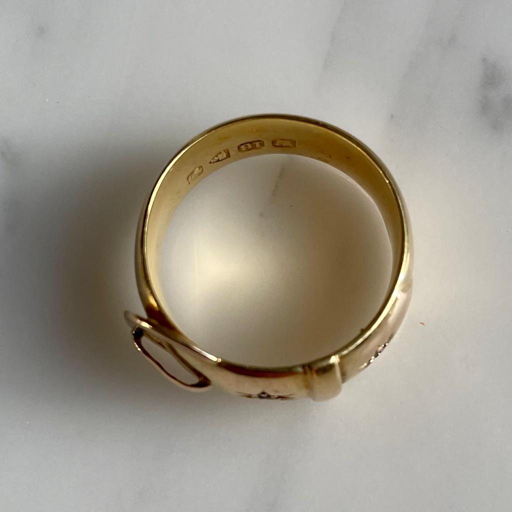 Antique 18k Gold / Diamond Buckle Ring Chester 1907