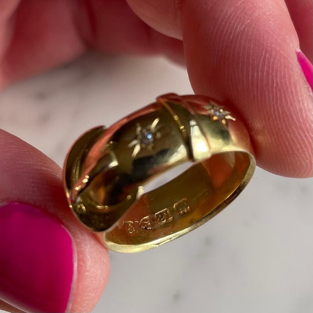 Antique 18k Gold / Diamond Buckle Ring Chester 1907