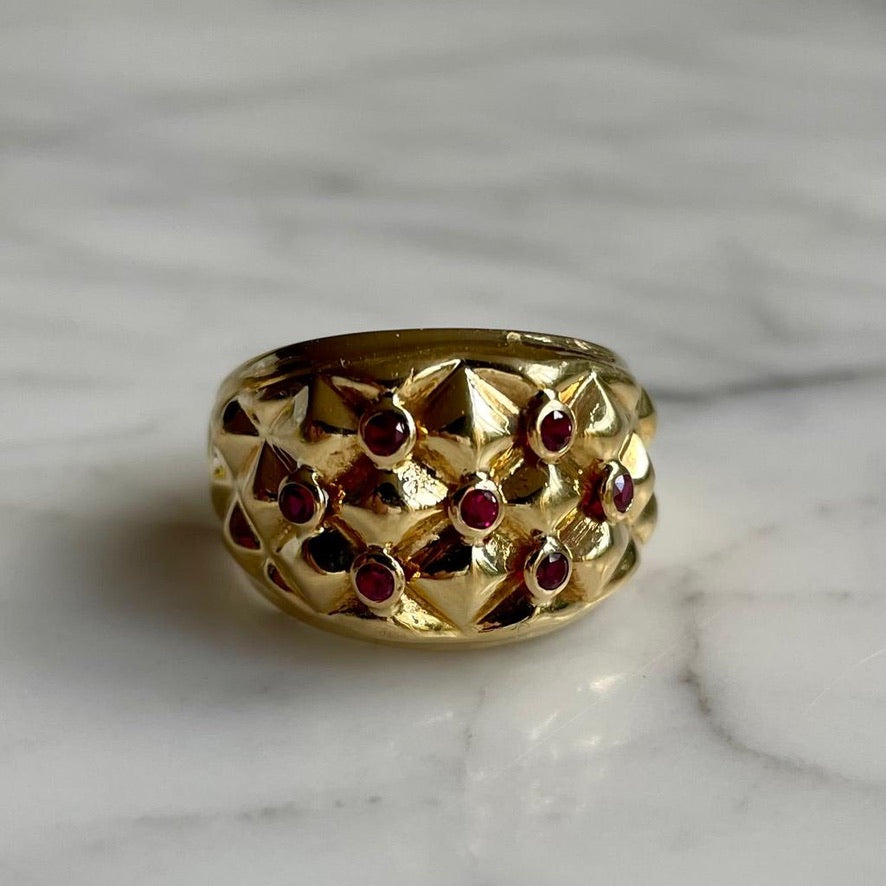 18ct French Gold Ring With Rubies