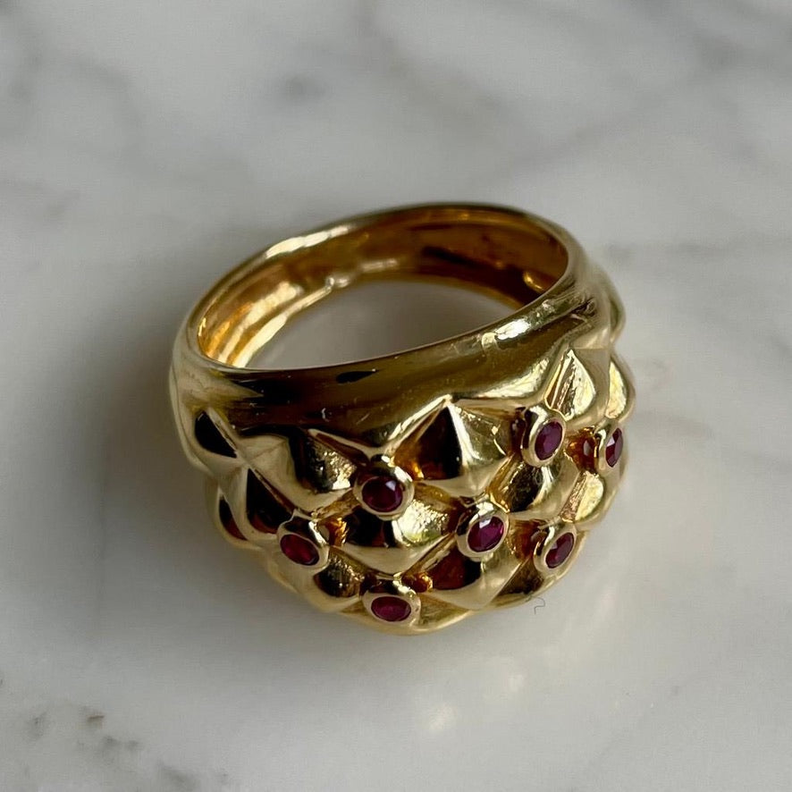 18ct French Gold Ring With Rubies
