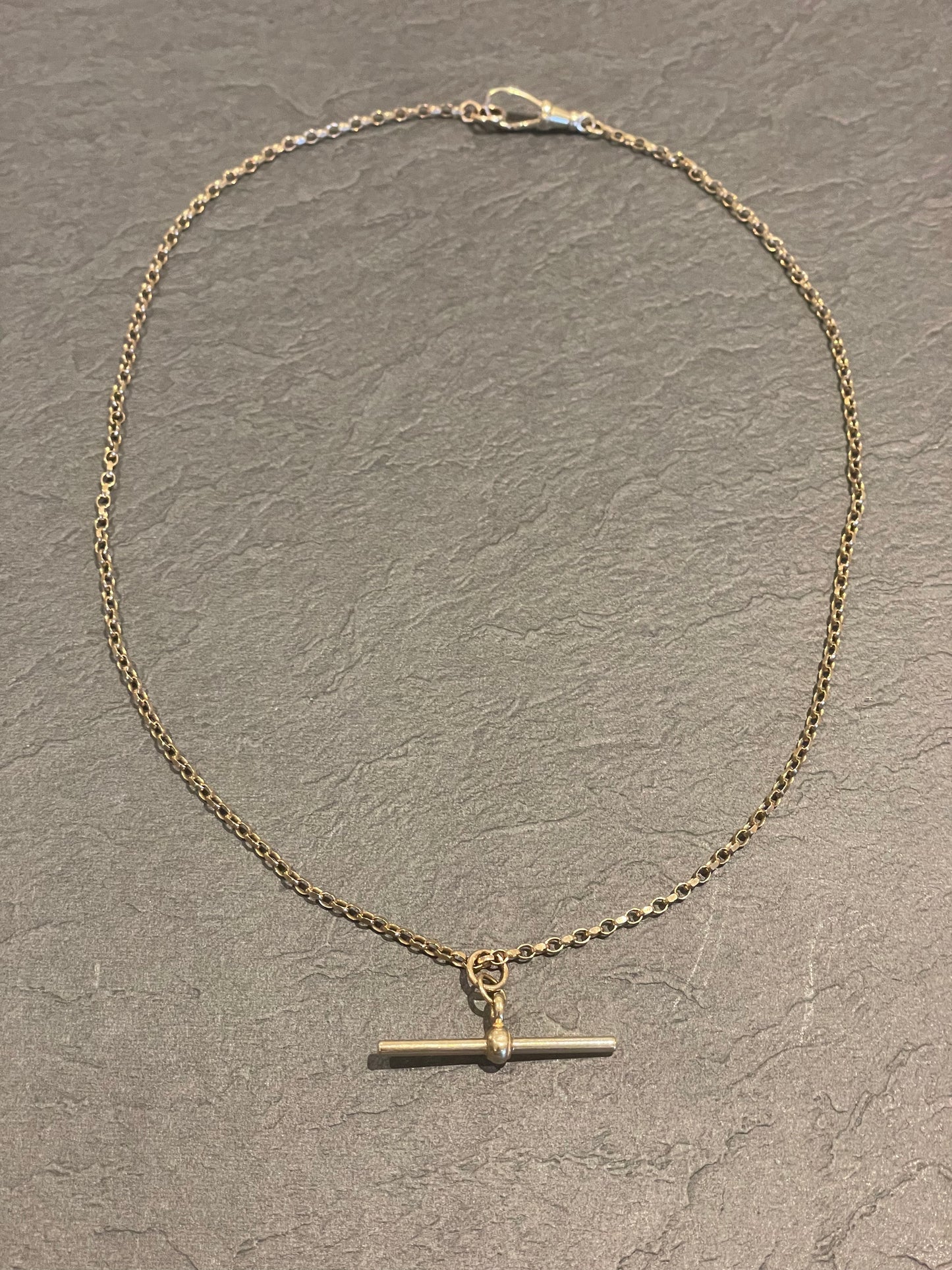 Sophia 9k Gold Belcher Albert Chain T-bar Necklace / Watch Chain