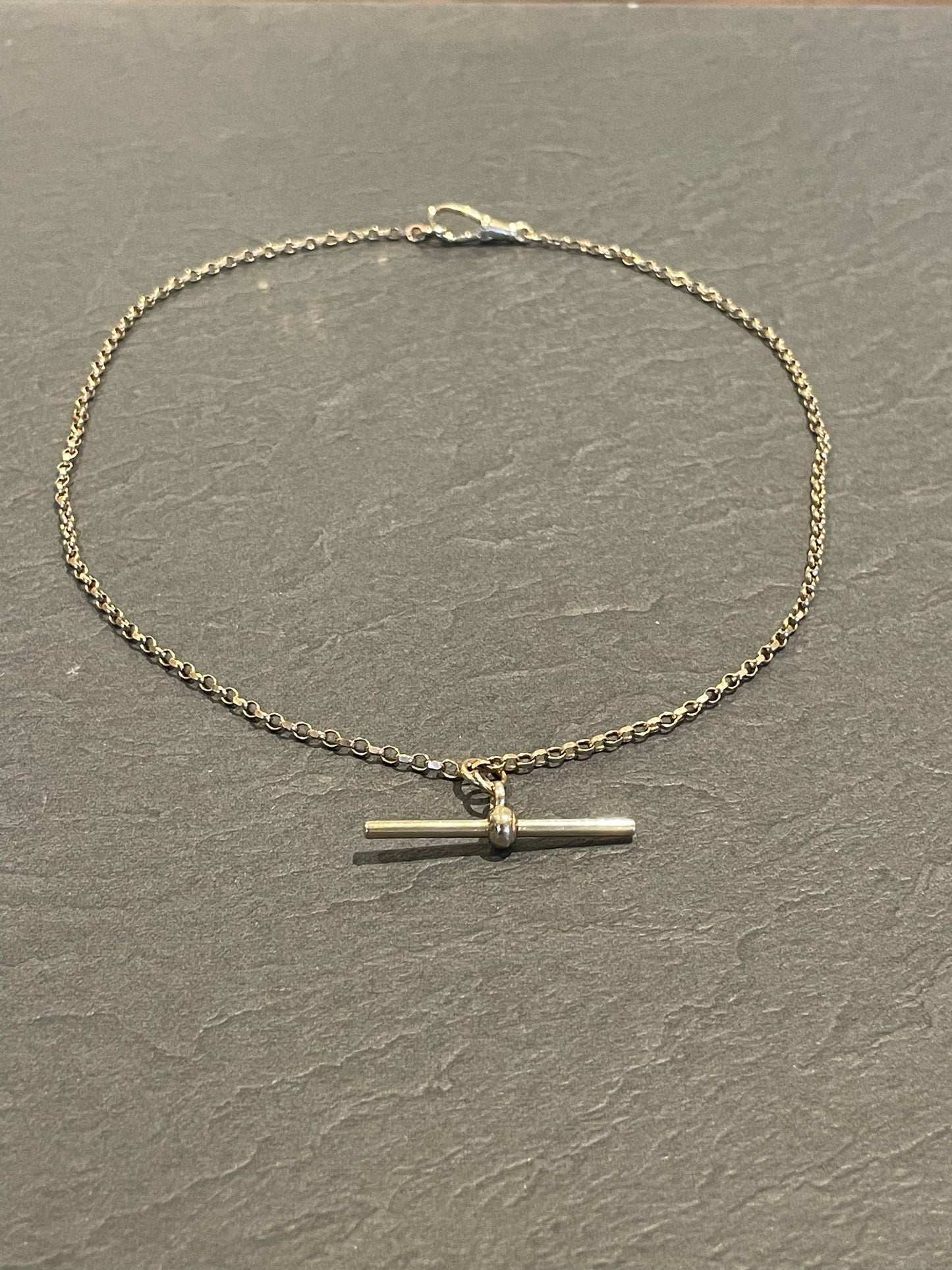 Sophia 9k Gold Belcher Albert Chain T-bar Necklace / Watch Chain