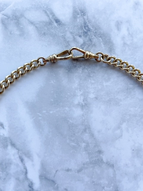 9k Gold Antique T-Bar & Padlock Albert Chain Necklace