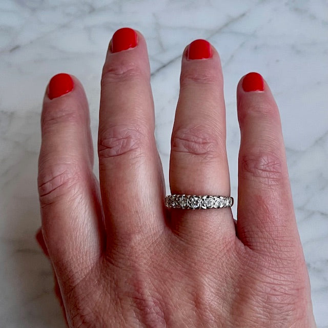 Elegant 18k Gold and Diamond Half Eternity Band (.33 ct) - Size O 1/2 Stacking Ring
